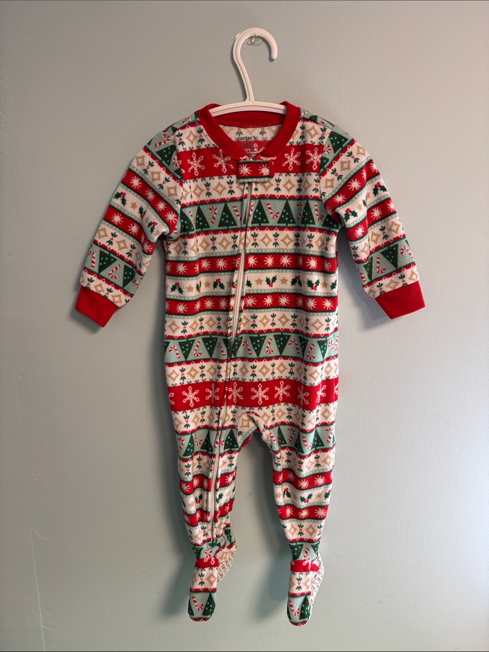Carter’s Christmas Tree & Candy Cane One Piece Pyjama, Baby Boy 12months